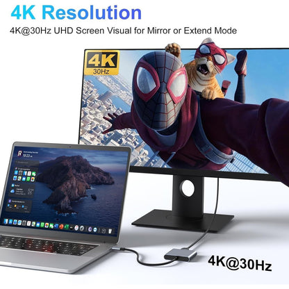 Digital AV Multiport Adapter USB-C To 4K HDMI AV Adapter, Grey