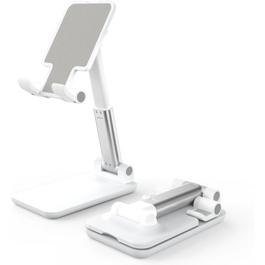 Foldable Stand Phone Adjustable Height Angle Desk Stand, White
