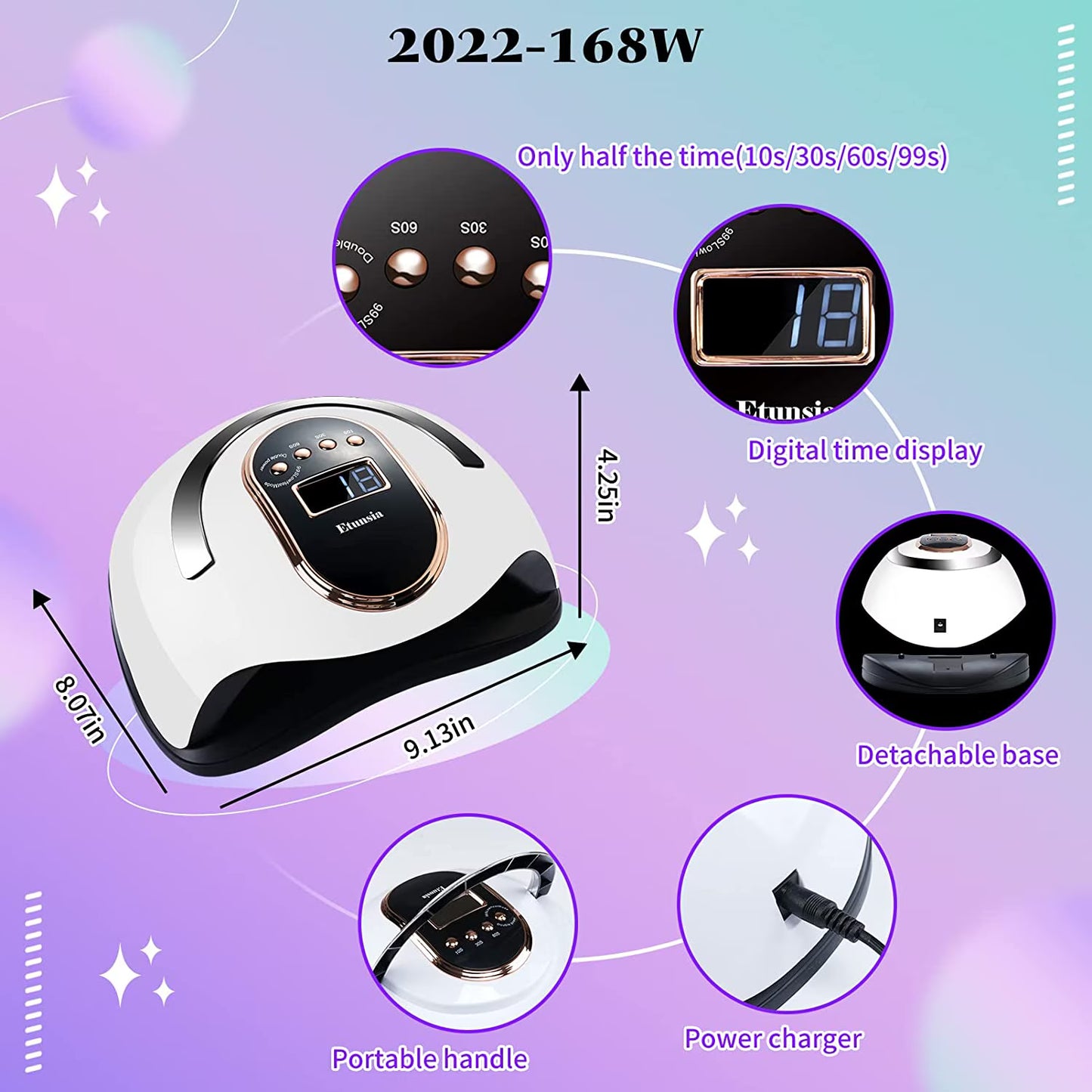 Gel Nail Dryer Lamp UV LED Smart Sensor LCD Display Drying Nail