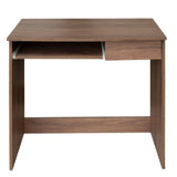 Keyboard Desk Small Walnut Tray Drawer 32"W Computer Table, Brown