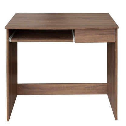 Keyboard Desk Small Walnut Tray Drawer 32"W Computer Table, Brown