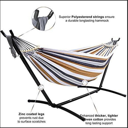 Hammock With Steel Stand 2-Person Anti Roll Balance Hammock
