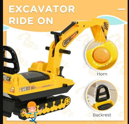 Power Ride On Excavator Toy Tractors Digger Scooter Walker Play