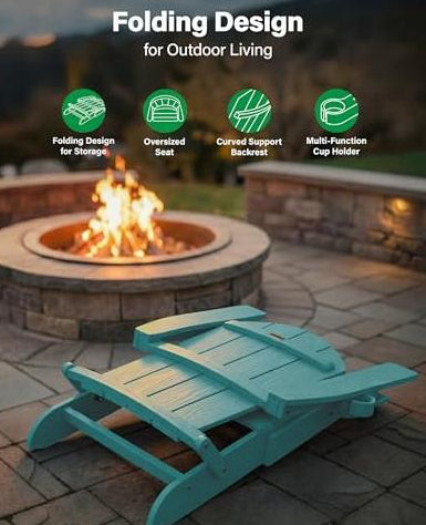 Foldable Chair Adirondack Garden Folding Chairs W/Cup Holder