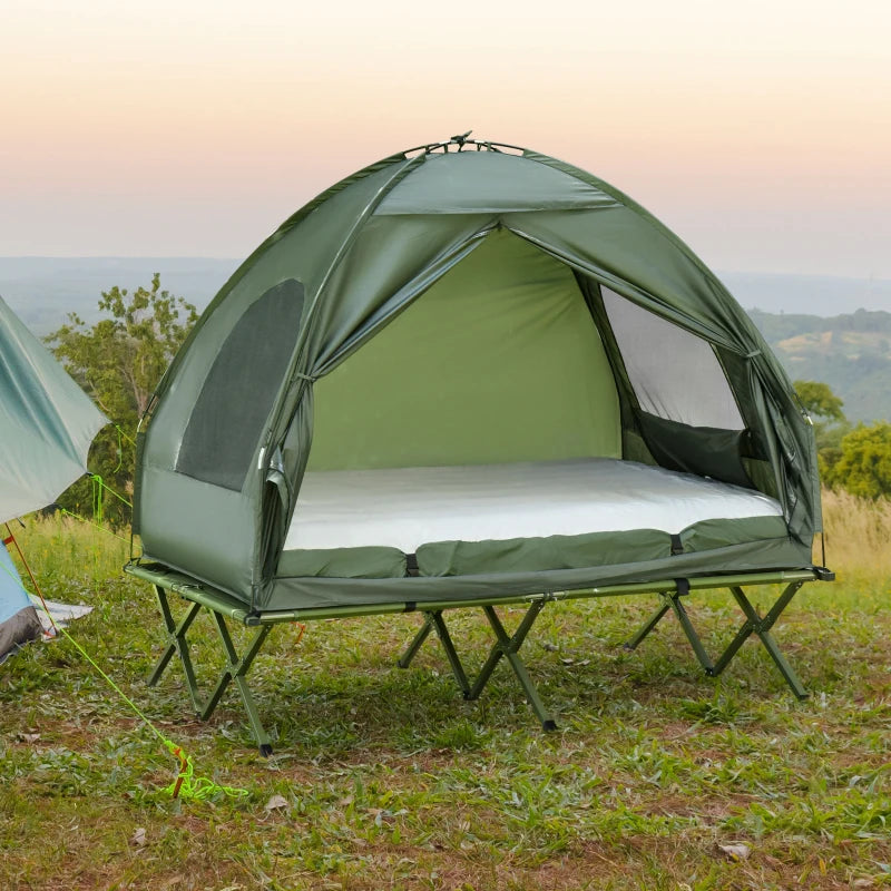 Folding Camping Cots W/Tent Portable 2-Person Camping Combo Set