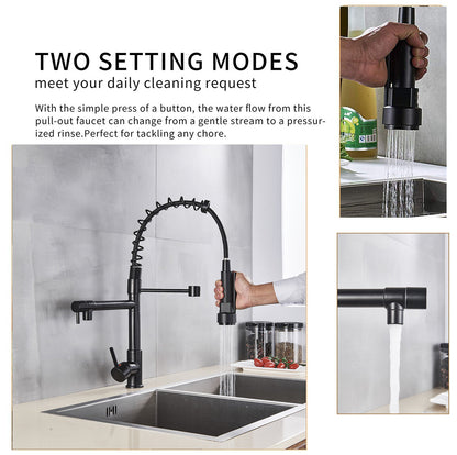 Kitchen Faucet Deck Mounted Single Handle Pull Down Sprayer