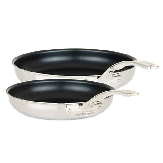 Viking 3-Ply 2-Piece Stainless Steel 10" & 12" Nonstick Fry Pan Set