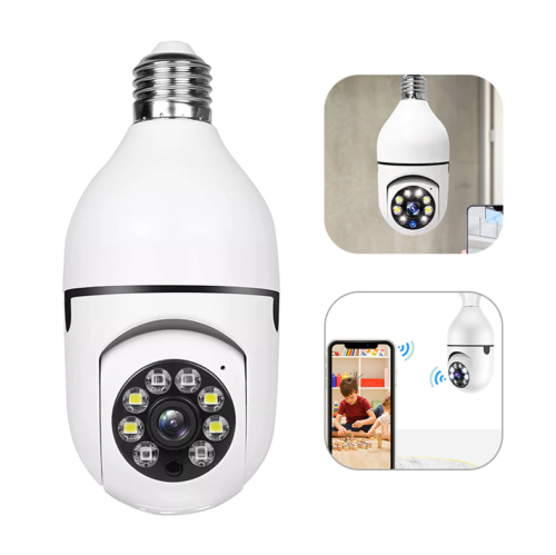 WiFi Camera Bulb Security Camera W/ 360-Deg Viewing Motion Detection