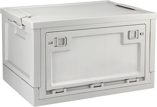 Foldable Storage Bin Plastic Organizer Container 30L Box, Grey