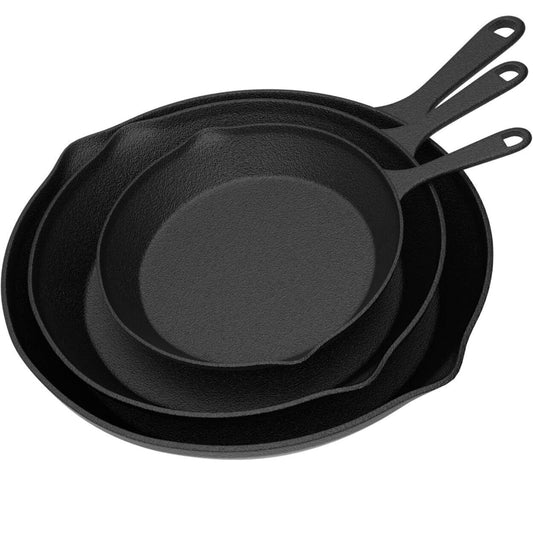 Cast Iron Frying Pans Nonstick 3 Pcs Skillet Set, 10", 8" & 6"