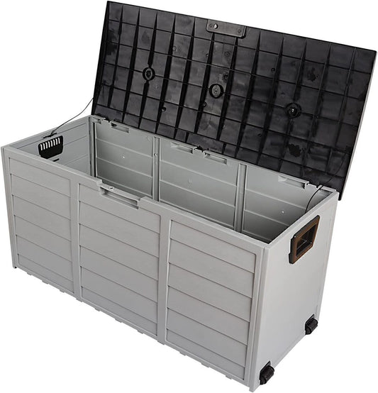 Storage Box 75-Gal Resin Deck Garden Bench Storage Box, Gray