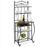 5-Tier Black Storage Metal Microwave Oven Rack Kitchen Bakers Shelf