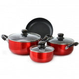 Better Chef Non-Stick Cookware Set With Lids Set, 7-Piece-Red