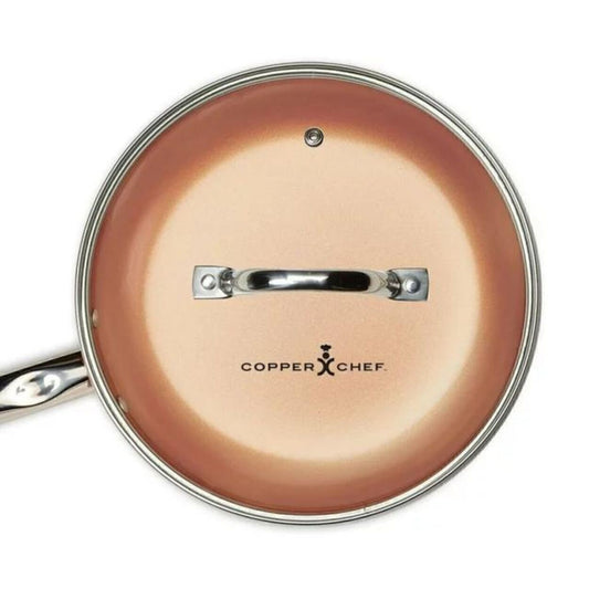 Copper Chef Round Fry Pan W/Glass Lid Non-Stick Coating Pan, 10"