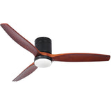 Ceiling Fan LED 52" Light Flush Mount 3 Wood Blades Chandelier W/RC