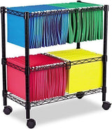 Alera Two-Tier Rolling File Cart Office File Cabinets Mobile, Black