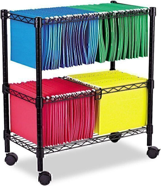 Alera Two-Tier Rolling File Cart Office File Cabinets Mobile, Black