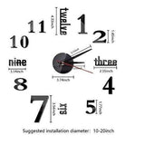 Frameless Clock 3D Wall Round Shape 10-20 inch Modern Quartz Clock