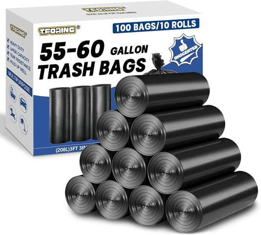 Trash Bags 55-60 Gal Trash Can Liners Large Bag (100 Count)