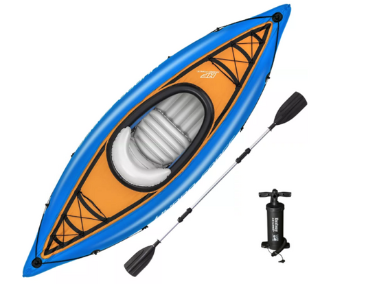Cove Champion Inflatable Firm Rigid Inflated Floor 9Ft Long Kayak Set