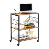 3-Tier Oven Cart Bakers Rack Kitchen Storage Shelves Stand With Hooks