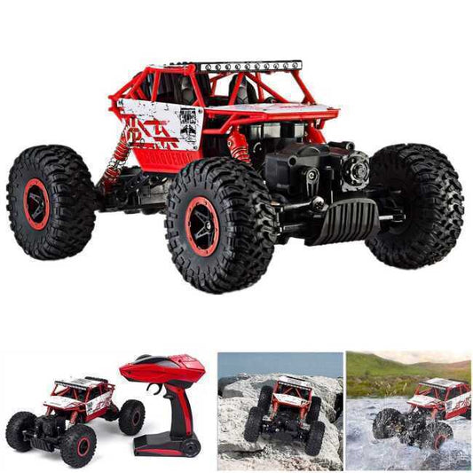 RC Car 4WD Off Road Rock Crawler Truck Scale 1:18 Vehicle 2.4 GHz, Red