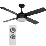 Modern RC Ceiling Fan 4 Blades W/LED & Quiet Reversible Motor Fan
