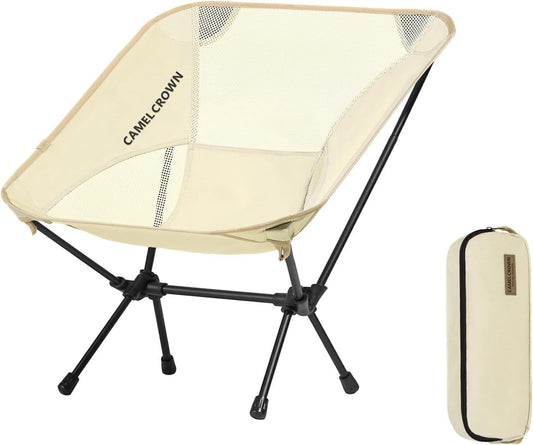 Portable Folding Chair Camping Backrest Lounge Beach Chair, White