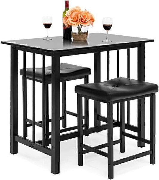 Home Furniture 3-Pices Height Dining Table Set with 2 PU Stools