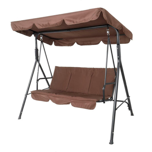 Outdoor Iron Swing Chair Patio Hanging Canopy W/ Cushion Garden Bench