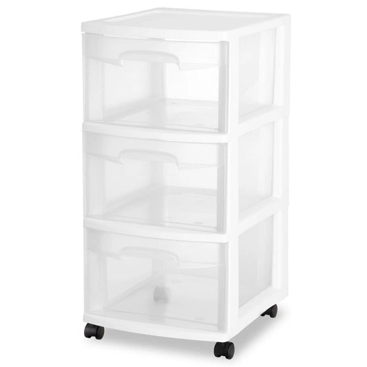 Clear 3-Drawer Multi-purpose Medium Storage Cart, White