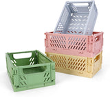 Mini Plastic Baskets Shelf Organizing Folding Storage Bin, 4pk