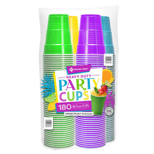 Premium Quality Disposable Plastic multi-Colors Cups (18 oz, 180 ct.)
