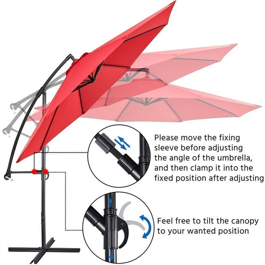 Offset Cantilever Patio Hanging Umbrella Outdoor Market 10ft Umbrella