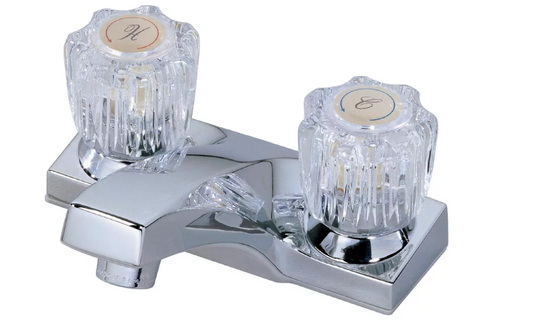 Dual Handle Bathroom Faucet Two Acrylic Handle 4-in Center-Set Faucet