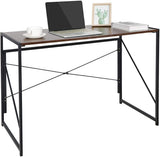 Modern Office Desk Folding Writing Study Wood Metal Desk, Brown
