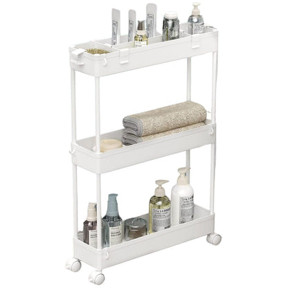 Rolling Utility Cart Slim Storage 3-Tier Slide Out Shelving Unit