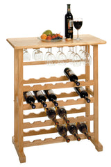 35.5" Natural Unique Rectangular Shaped Top 24-Bottle Wine Rack