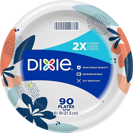 Dixie Paper Plates 8-1/2 inch Dinner Disposable Plate, 90 Count