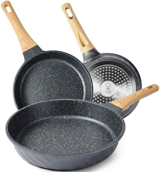 Nonstick Heat-Resistant Granite 3 Piece Frying Pan Set 8", 9.5â ,11"