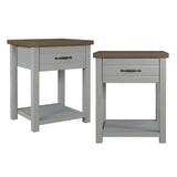 Hillsdale Nightstands Oak Top Single Drawer, Set of 2, Gray