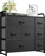 Fabric Dresser 7 Drawers Storage Tower W/ Large Organizer, Grey