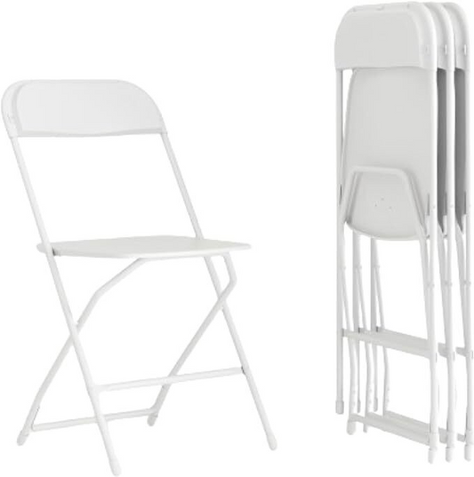Folding Chair Plastic Party Event Folding Chair, White -4 Pack