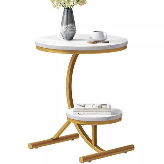 Round 2-Tie Side Table Sofa End Table Small Accent End Table