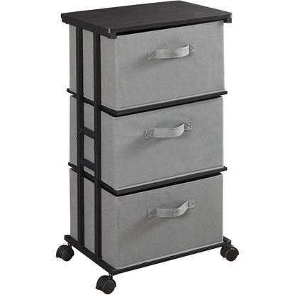 Storage Cart 3-Drawer Modern Organization Office Tower Cart, Grey
