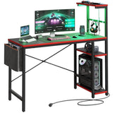 Gaming Station Vibrant LED Lamp Table With Shelves Outlets USB Ports