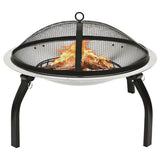Stainless Steel 2-in-1 Fire Pit With BBQ Poker Cooking Barbecue Grid