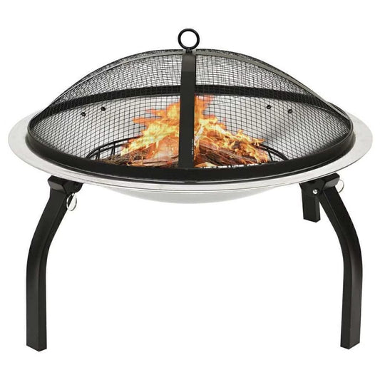 Stainless Steel 2-in-1 Fire Pit With BBQ Poker Cooking Barbecue Grid