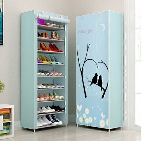 Shoes Cabinet Storage Organizer Shoe 9 Shelves Rack Dustproof Standing