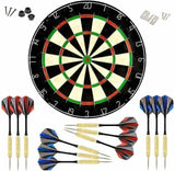 LinkVisions Dartboard W/ Staple-Free Bullseye & 12 Steel Tip Dart Set